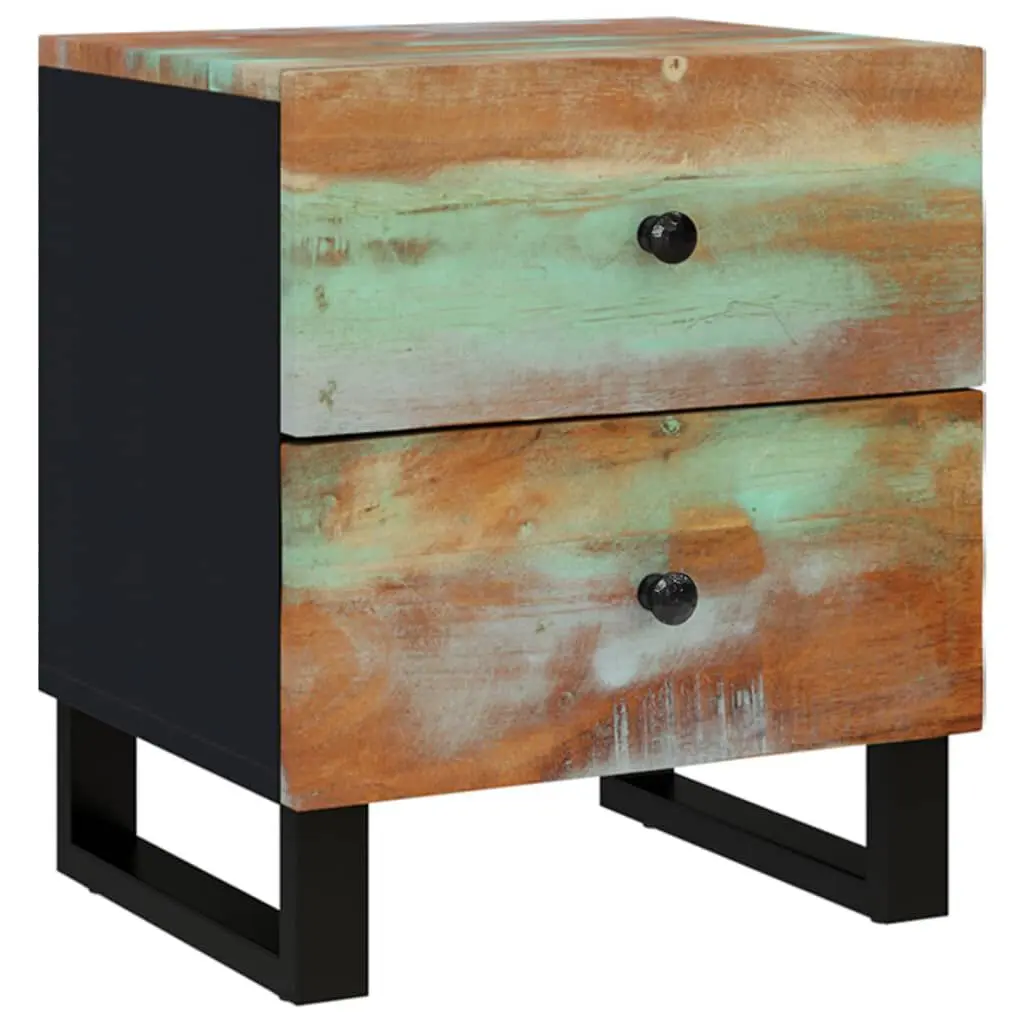 Bedside Cabinet 15.7x13x18.1 Inches Solid Wood Reclaimed Compact Nightstand