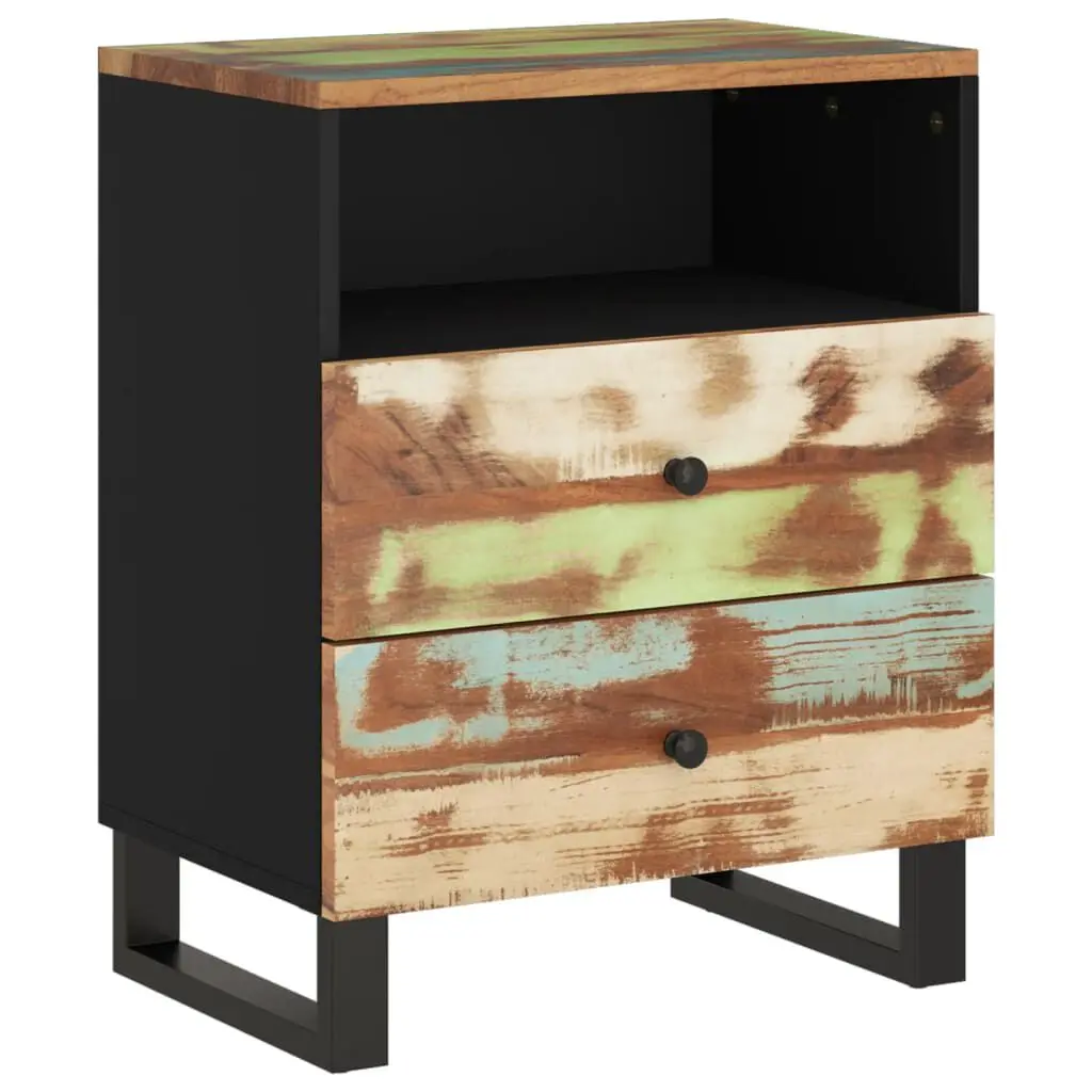 Bedside Cabinet 19.7x13x24.4 Inches Solid Wood Reclaimed and Engineered Wood Nightstand