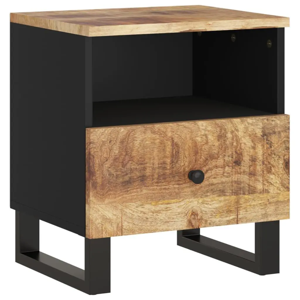 Bedside Cabinet Solid Wood Mango and Engineered Wood Nightstand