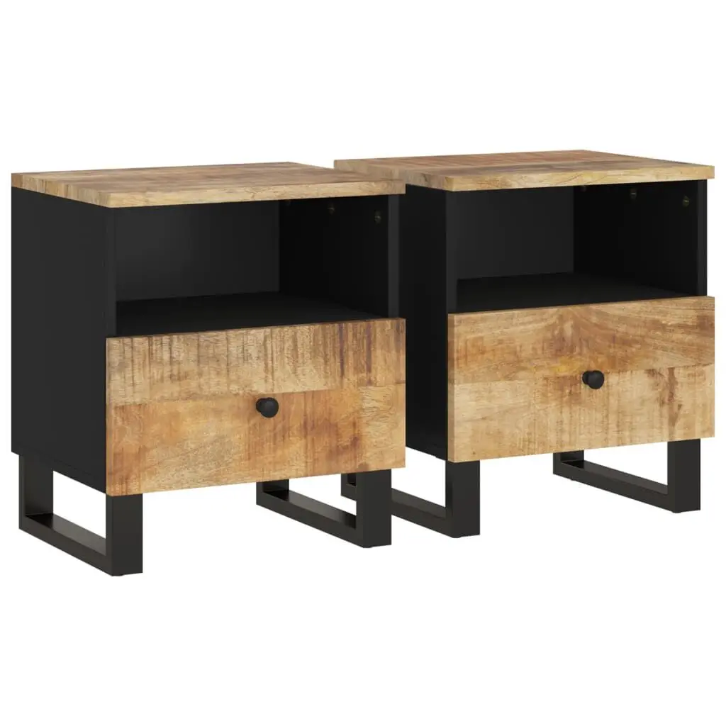 Bedside Cabinets 2 pcs Solid Wood Mango and Engineered Wood Nightstand Set