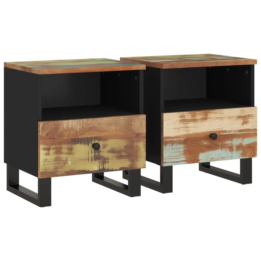 Bedside Cabinets 2 pcs Solid Wood Reclaimed and Engineered Wood Nightstands