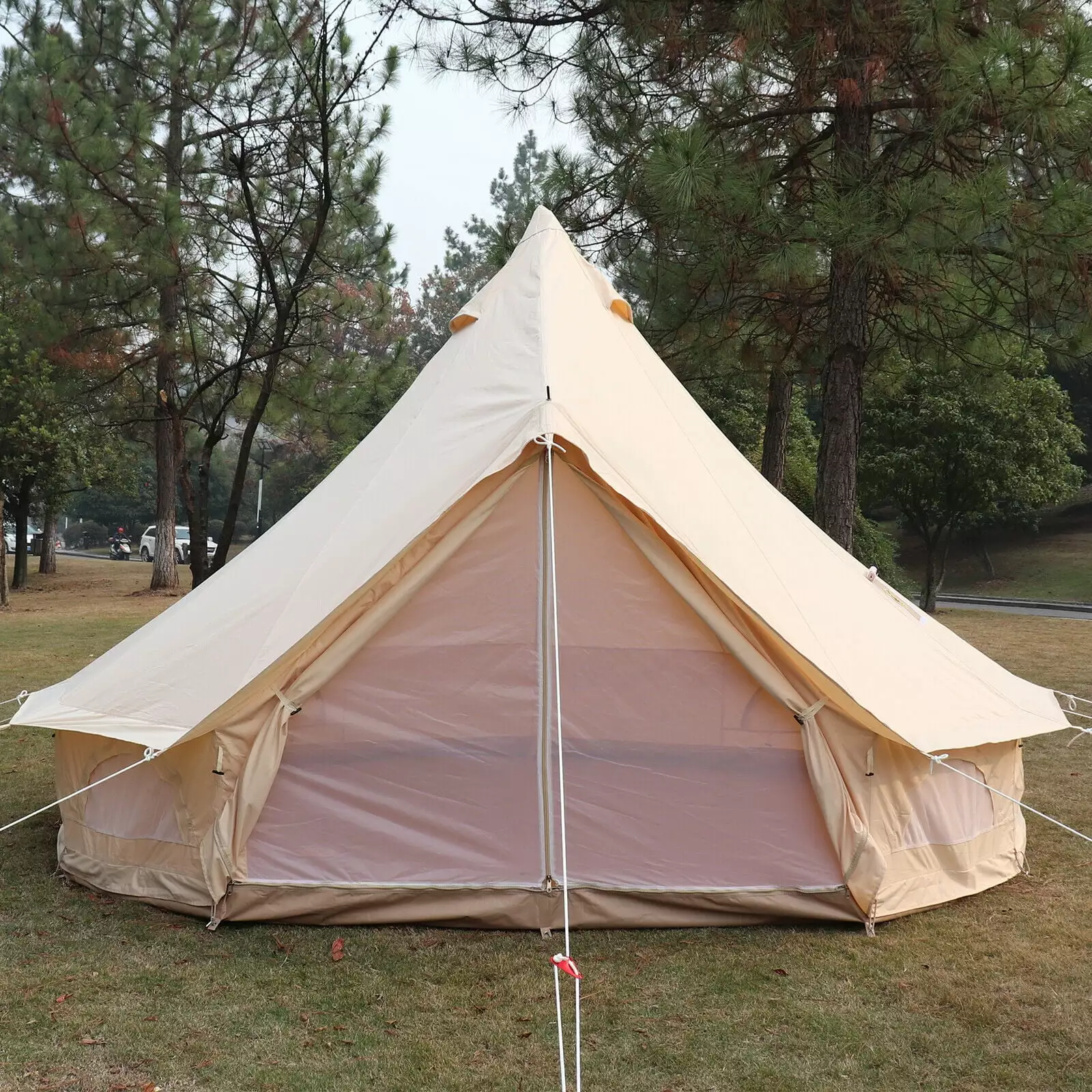 3-7m Waterproof Cotton Canvas Bell Tent 4-12 Person Outdoor Camping 13