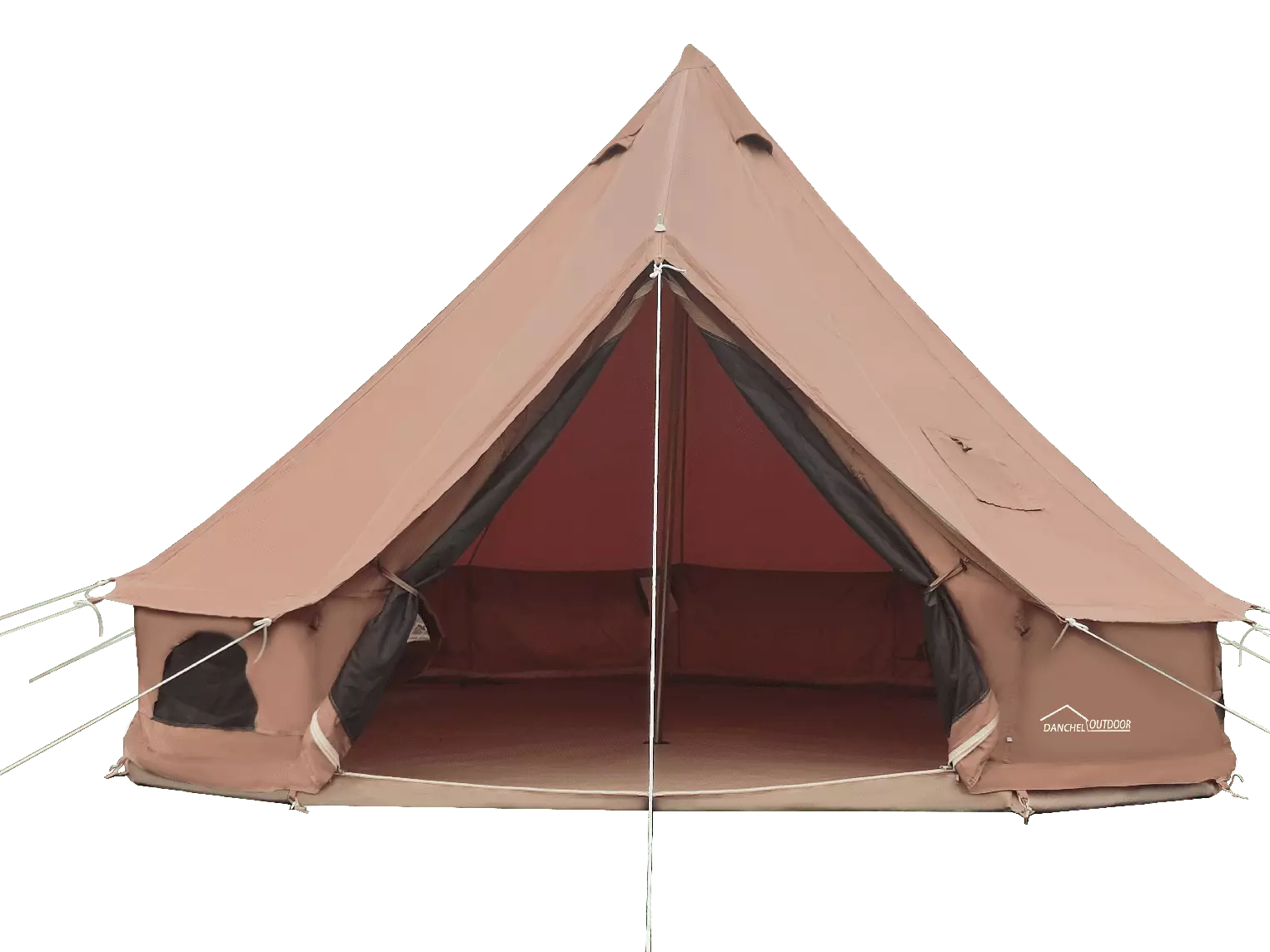 DANCHEL Outdoor 4 Seasons 4M Brown Canvas Bell Tent Sealed Stove Jack 4 Persons 4m