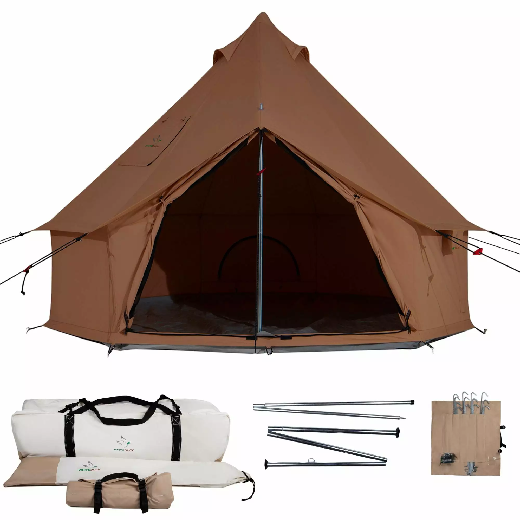 WHITEDUCK Regatta Canvas Bell Tent Stove Jack Desert Red 10 Foot 100% Cotton Waterproof 4-Season Fire