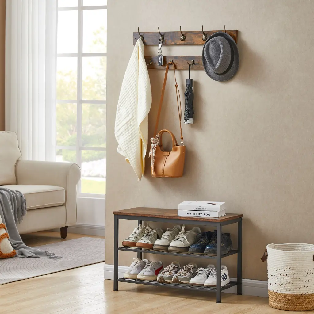Entryway Coat Shoe Rack Bench Set Hooks Hallway Organization rnb