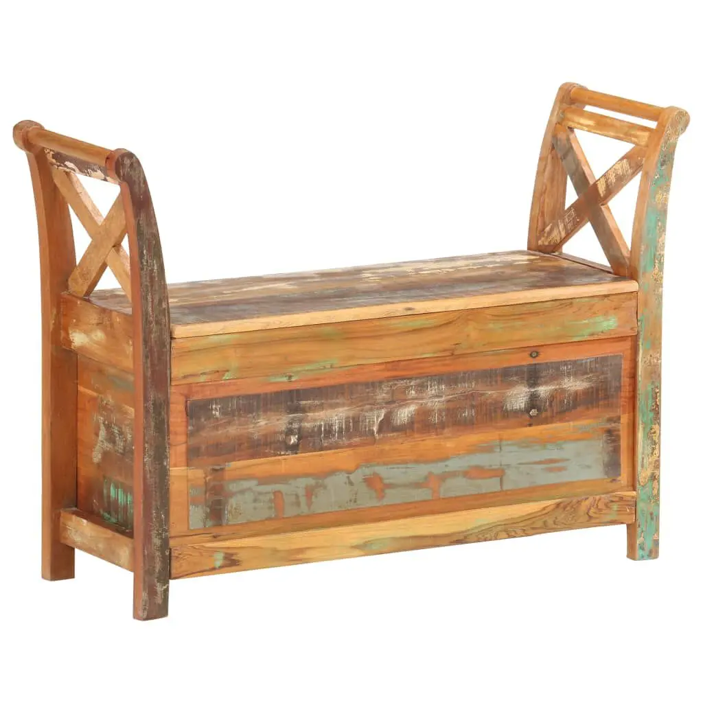 40.6 Inch Hall Bench Solid Reclaimed Wood Entryway Bench Storage