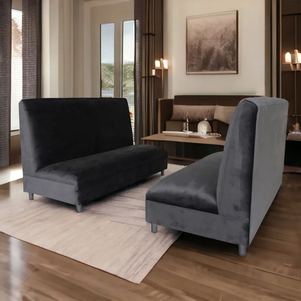 Black Velvet Booth Modern Armless Seating Living Room and Bedroom american-made seating