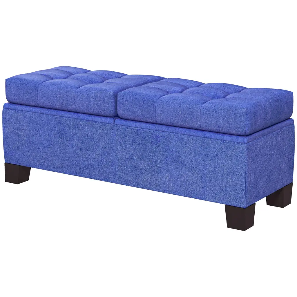 46 Inch Storage Ottoman Bench Upholstered End Bed Bench Alloy Metal Frame aosom business
