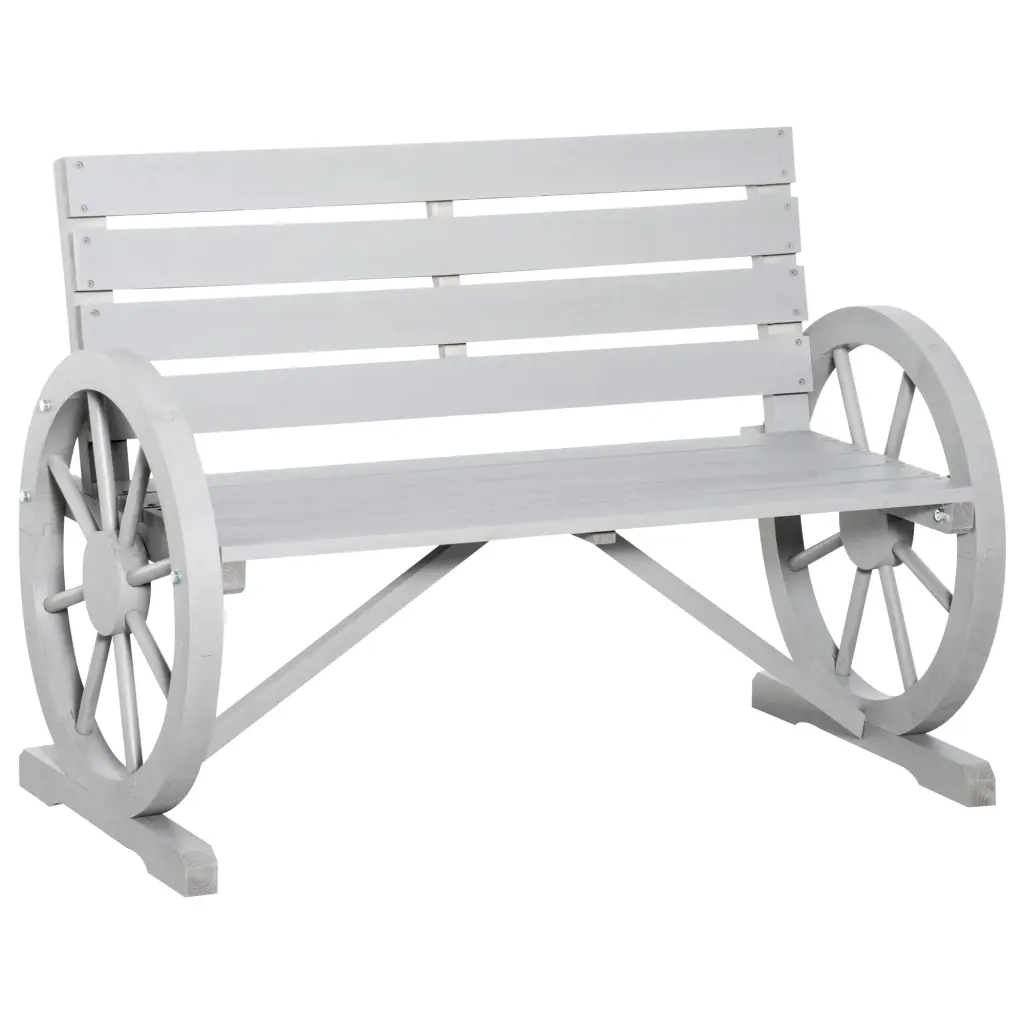 Outsunny 41 Inch Timberen Wagon Wheel Bench Rustic Outdoor Patio Weather Resistant aosom business