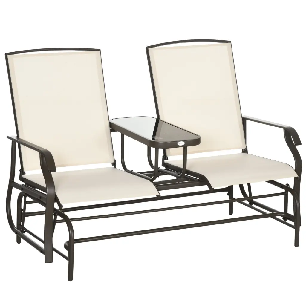 Outsunny Outdoor Glider Bench Center Table and Metal Frame aosom business
