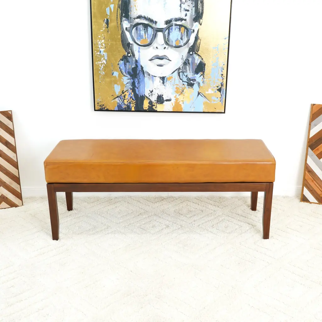 Austin Bench Antique Tan Hide Rustic Espresso Brown Entryway Bench ashcroft furniture