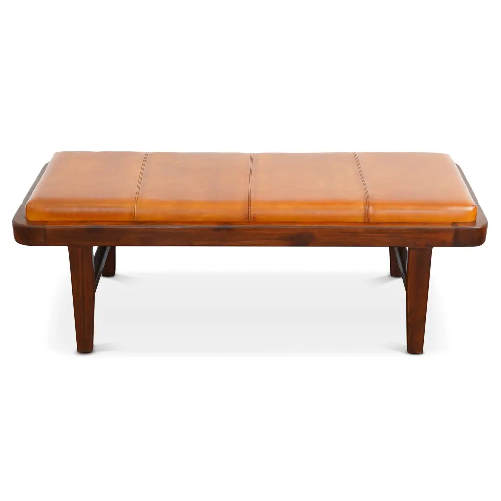 Maddox Bench Tan Hide Brown - Rustic Authentic Hide Seating ashcroft furniture