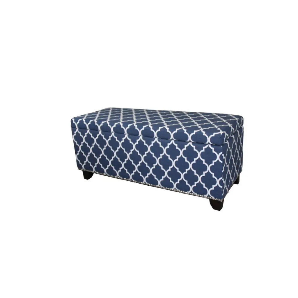18 Inch Tall Blue Moroccan Stripes Storage Bench Home Decor california home