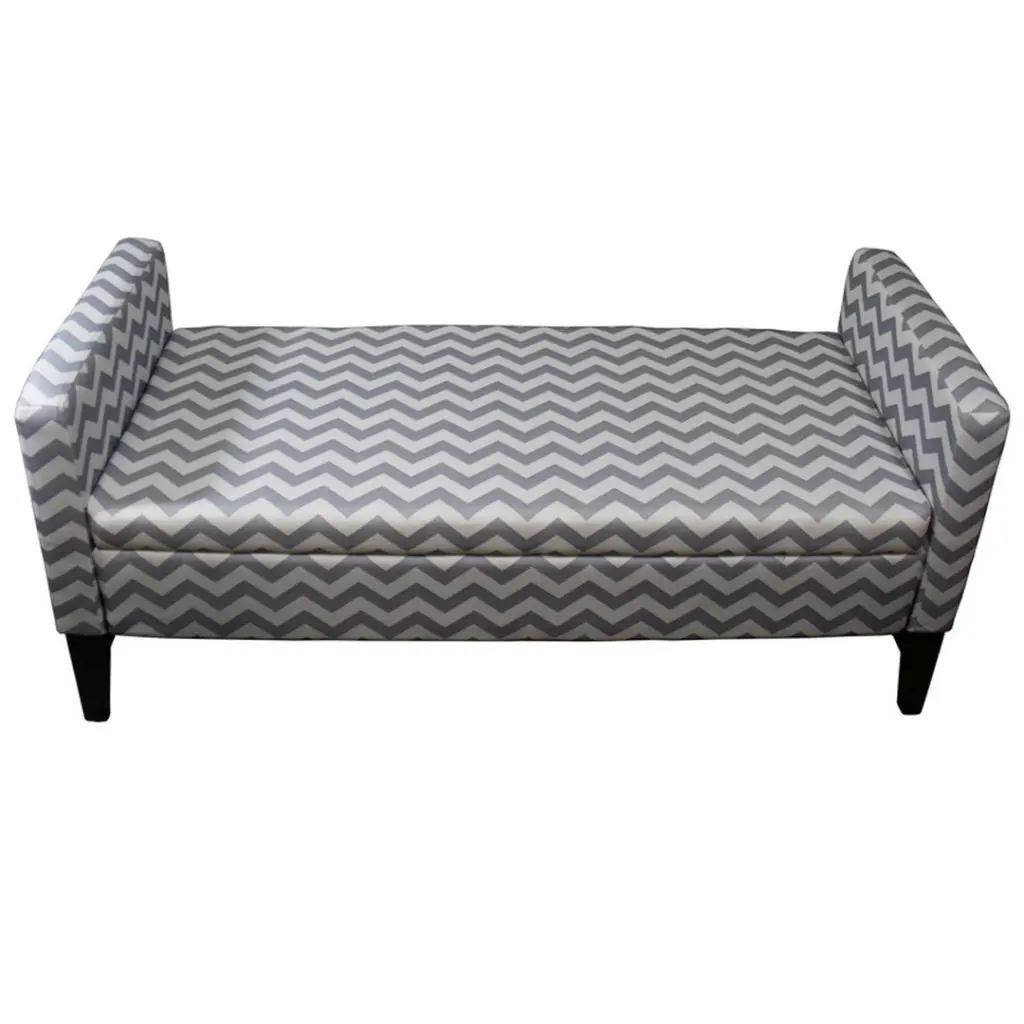24 Inch Tall Geometric Storage Bench Neutral Grey Blue Grey Timber california home
