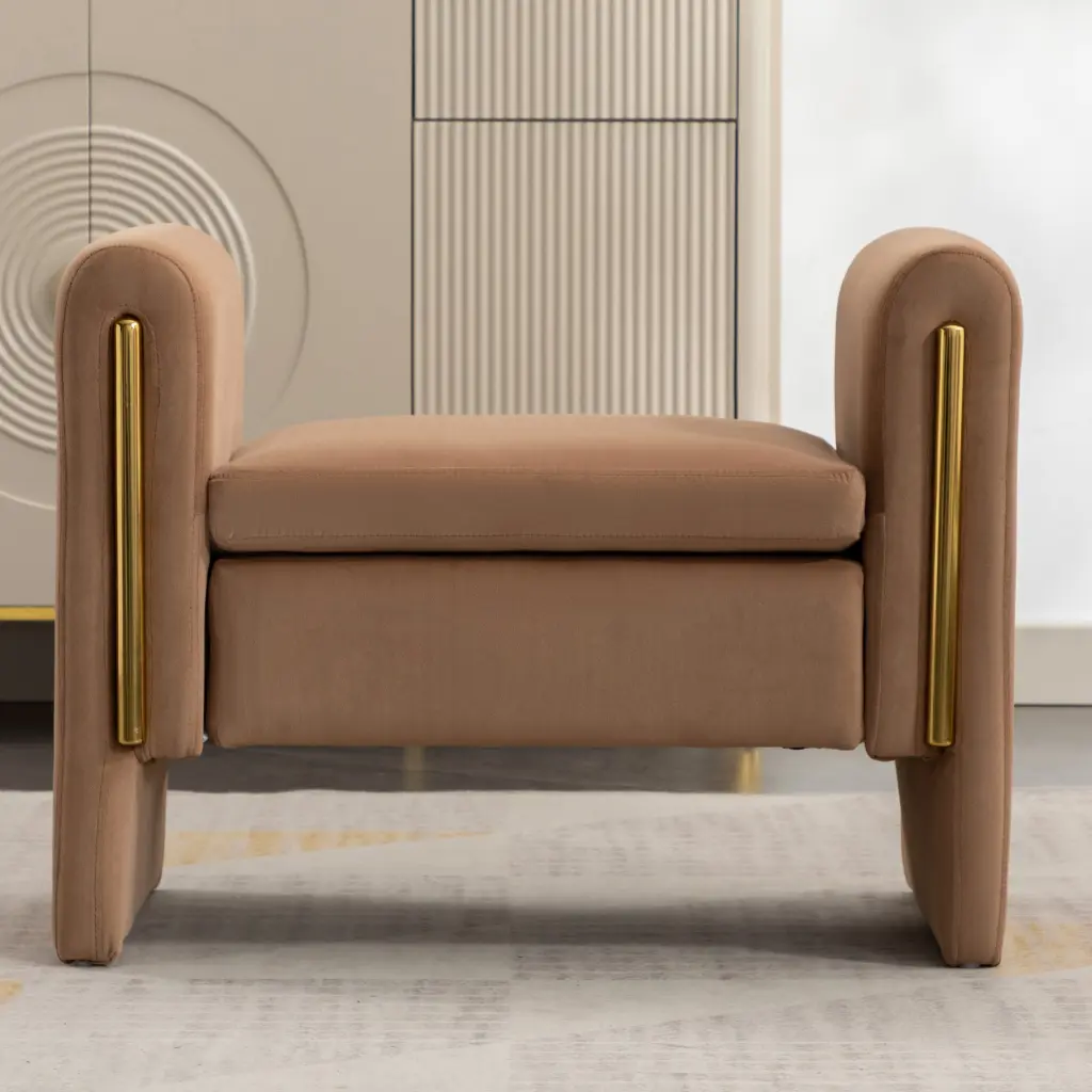 031 Velvet Single Bench, Shoe Bench and Cosmetics Bench Bedroom or Entryway dg collection