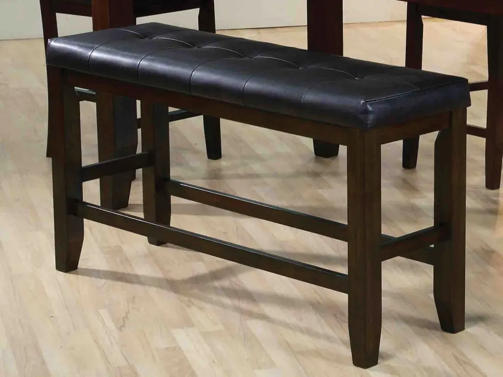 Black and Espresso Counter Height Bench Faux Hide Upholstery furniture max