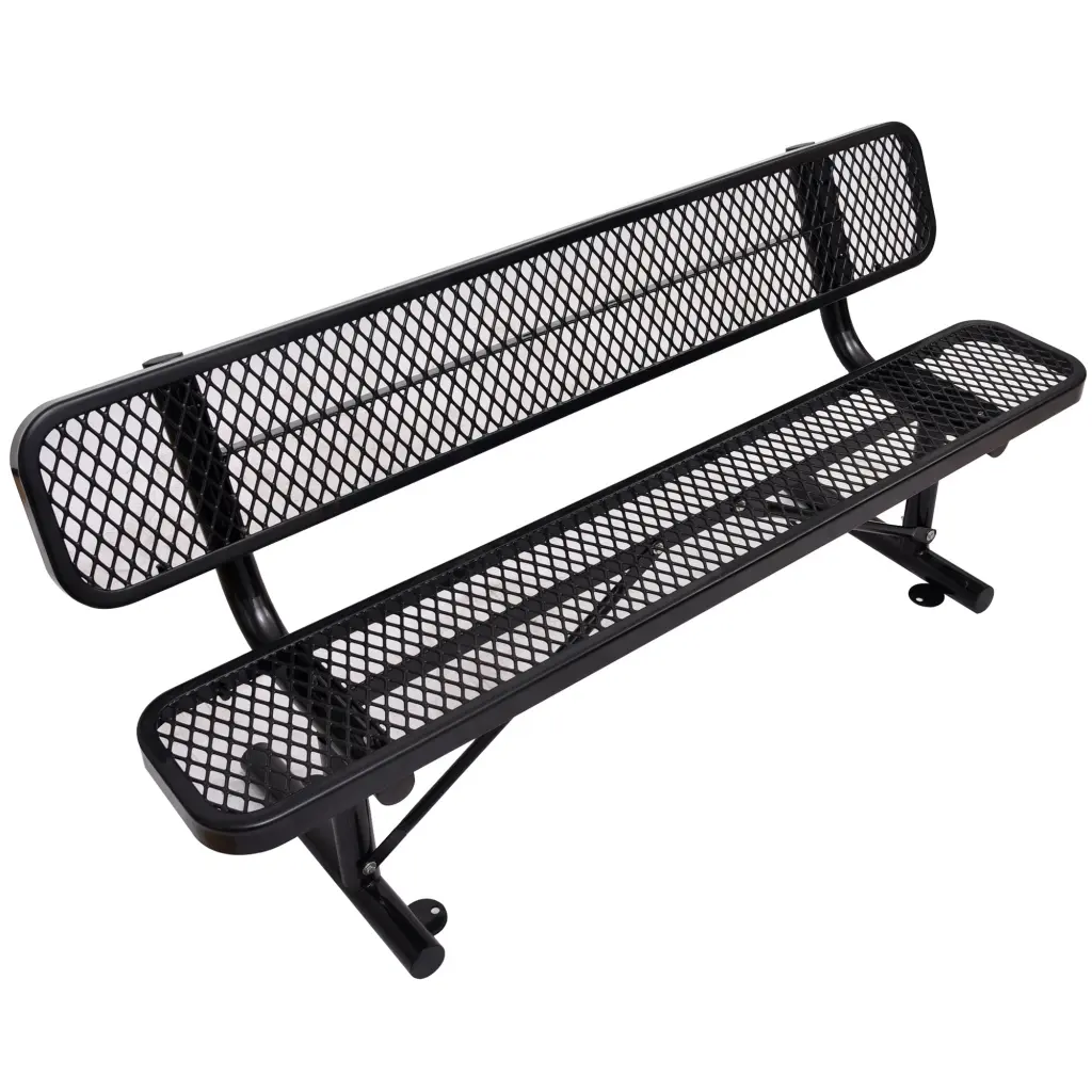 6 Ft Outdoor Alloy Metal Bench Backrest Black Carbon Finish g-h