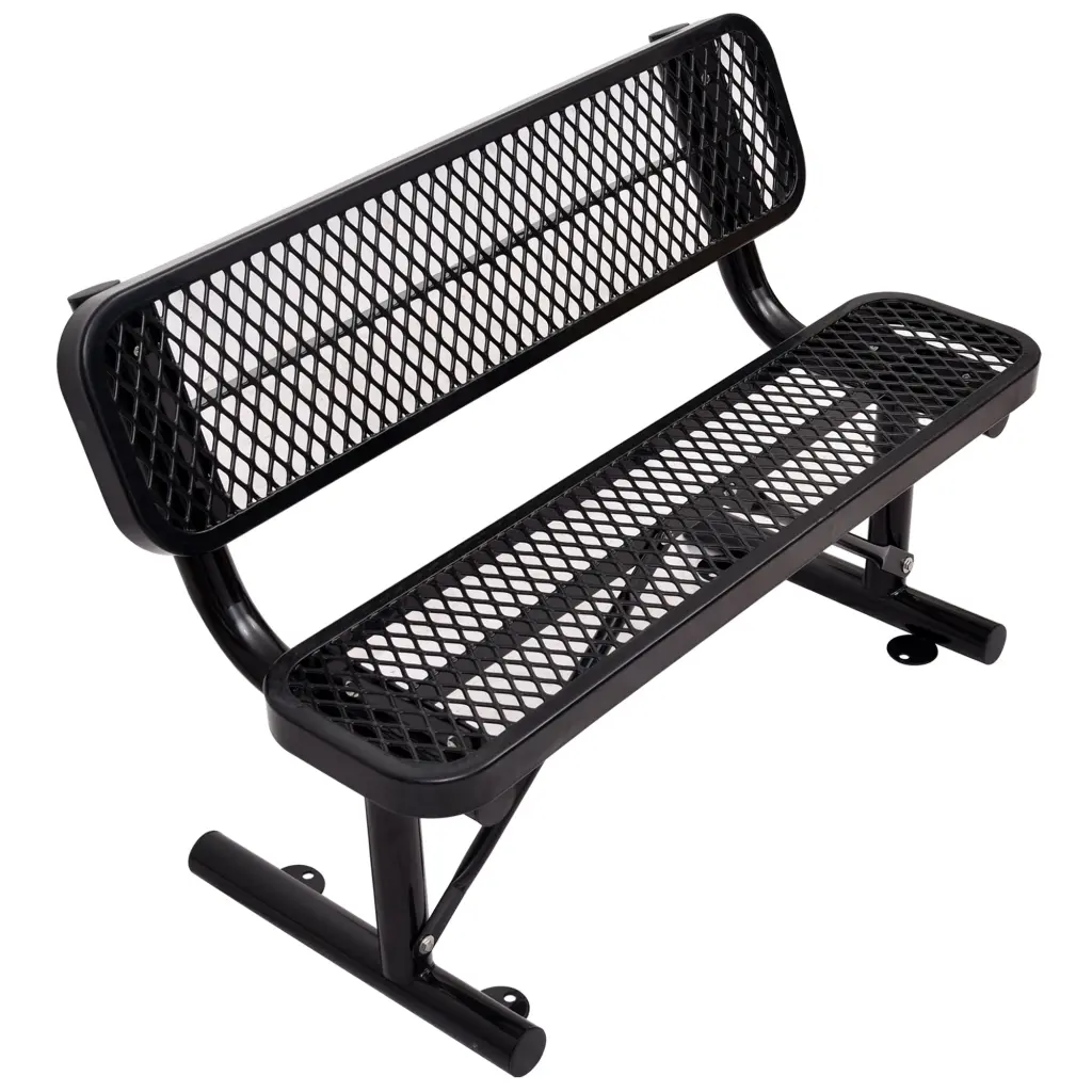4 Ft Outdoor Alloy Metal Bench Backrest Black Carbon Finish g-h