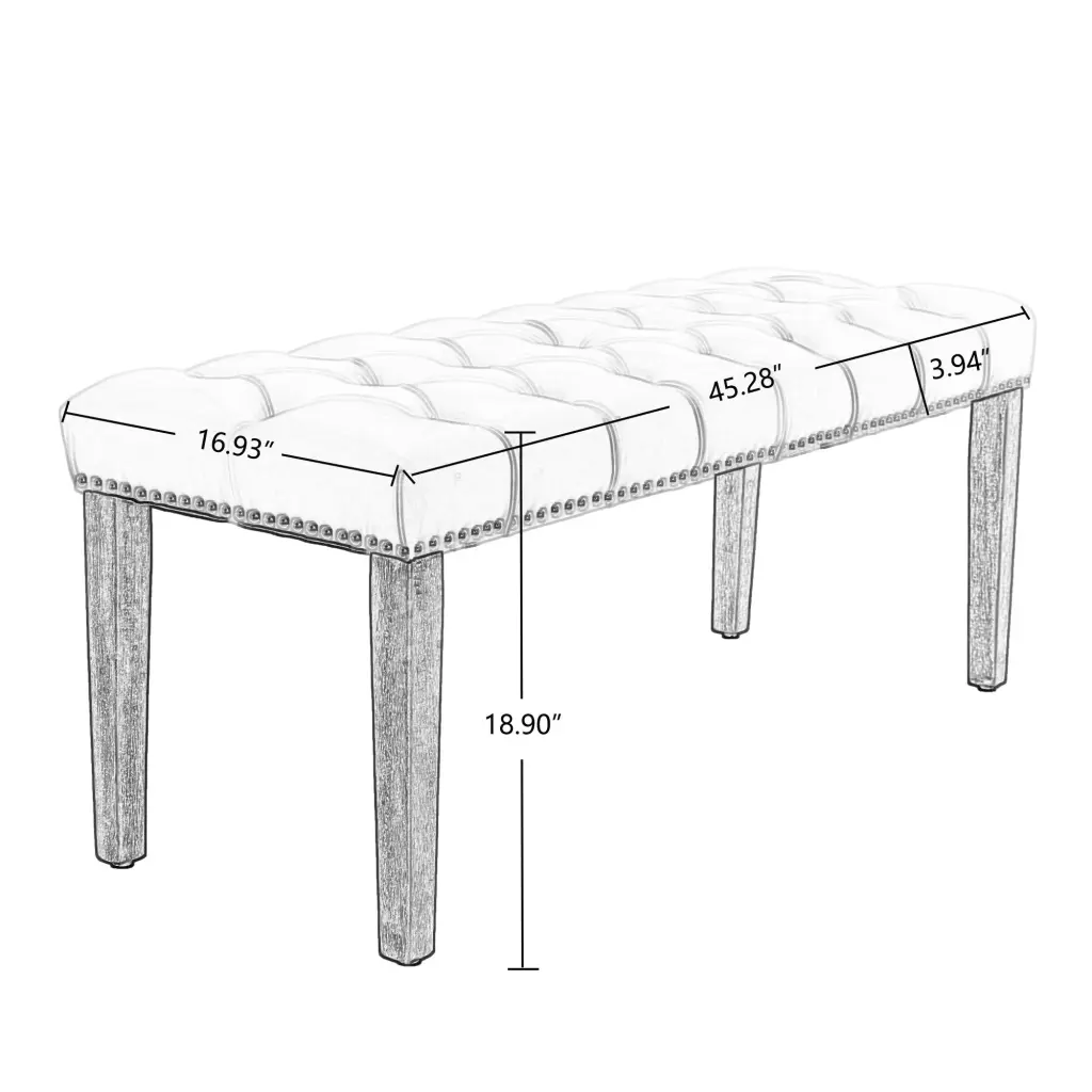 Heng Ming Upholstered Tufted Velvet Bench Ottoman Bedroom or Dining hengming store