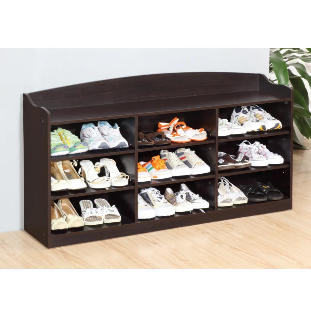 Entry Bench Shoe Rack Nine Storage Shelves and Top Open Shelf id usa