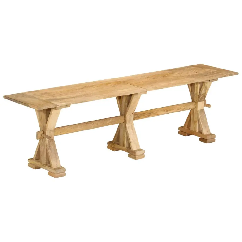63 Inch Solid Wood Mango Bench 13.8 Inch Depth Modern Entryway Seating