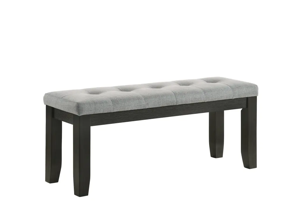 Contemporary Style Bench Gray Upholstery Tufted Tapered Wood Legs kanepe