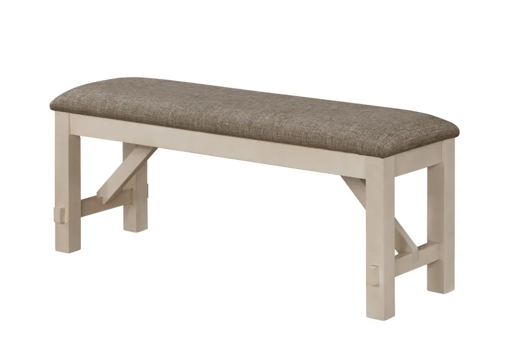 Cottage Style Upholstered Bench Chalk Gray Finish Dining Room kanepe