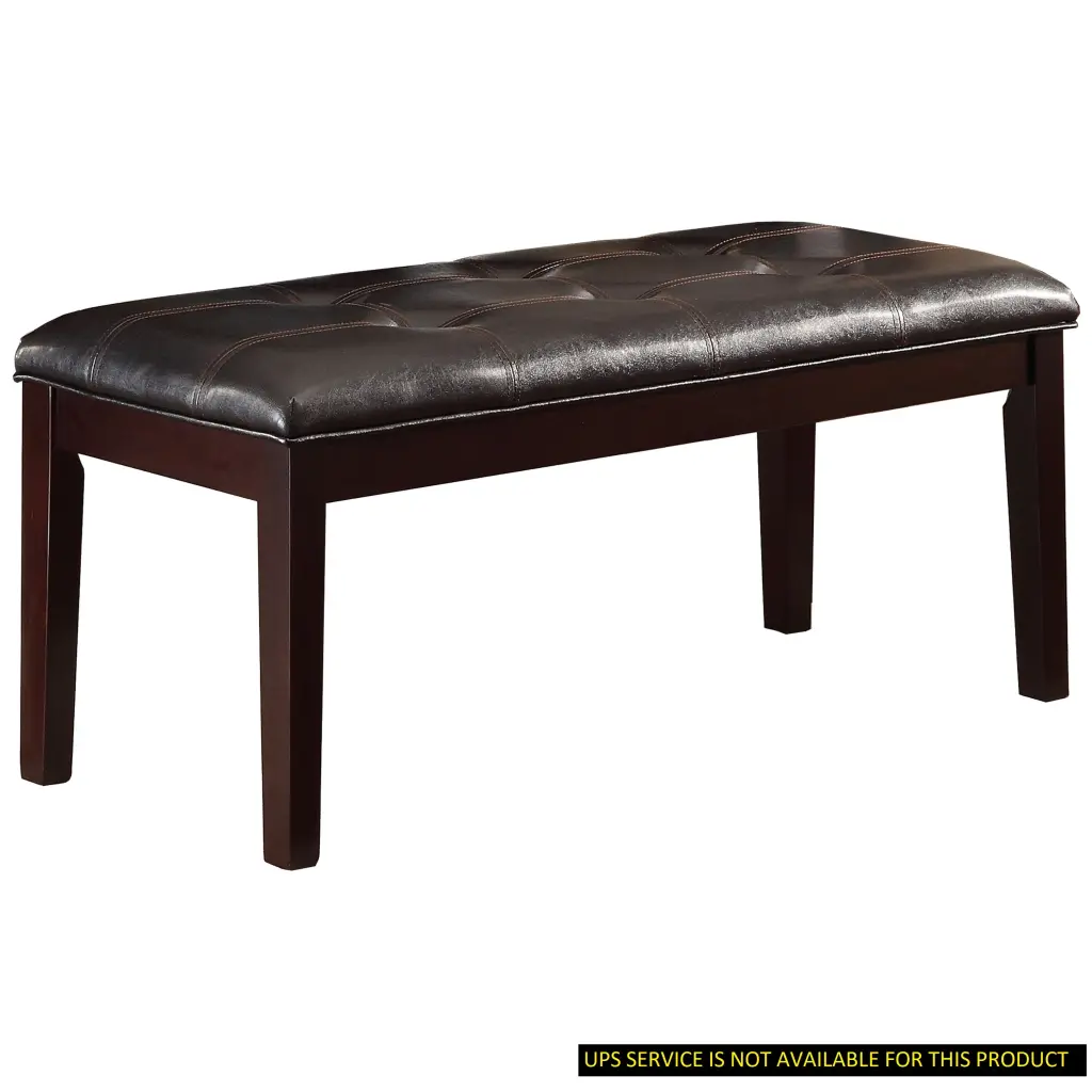 Espresso Finish Dining Bench Faux Hide Upholstered Button Tufted kanepe