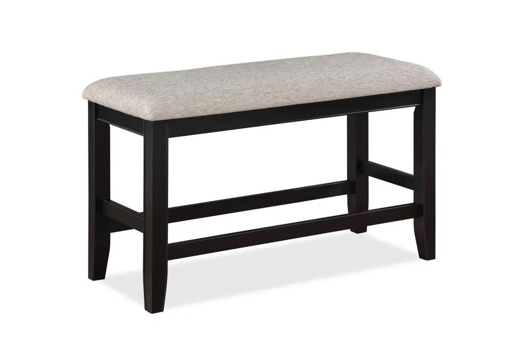 Farmhouse Style 1Pc Black Light Gray Counter Height Bench Footrest Upholstered kanepe