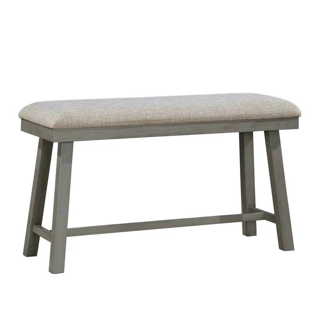 Light Gray Finish Counter Height Bench Foam Cushioned Seat Industrial Style kanepe