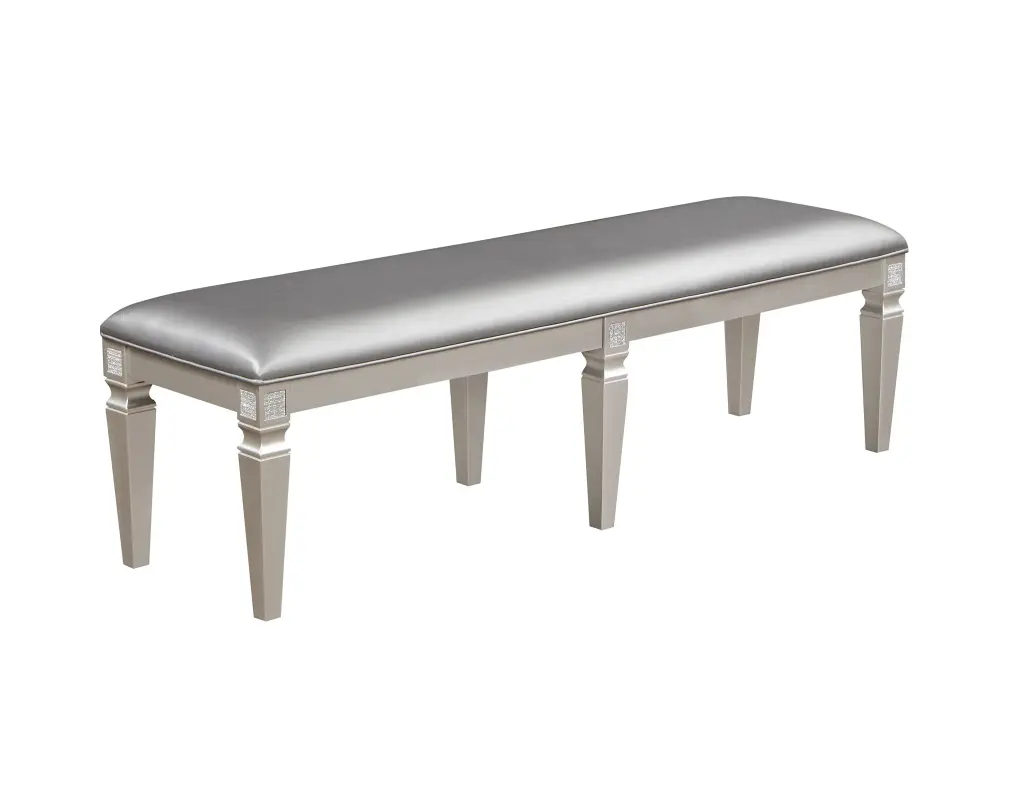 Modern Glam Long Bench Upholstered Seat Sparkling Embellishments kanepe