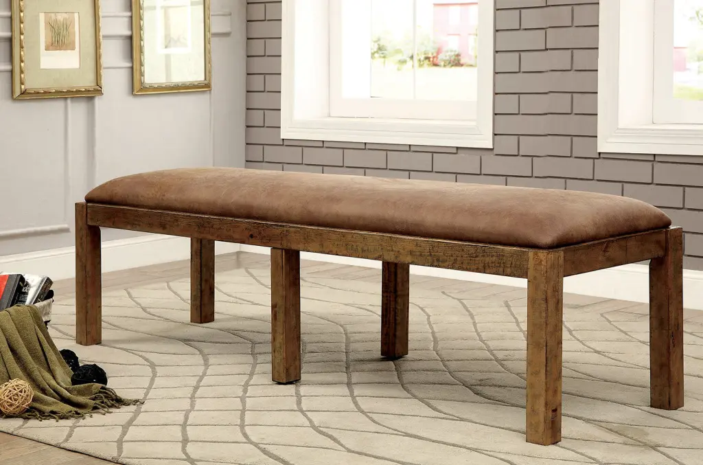 Rustic Elegance Brown Material Seat 1Pc Bench Bold Robust Design Entryway or Dining kanepe