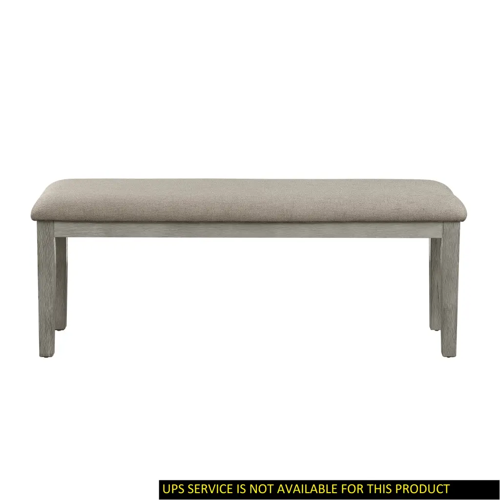 Upholstered Seat 1Pc Bench Wire Brushed Light Gray Finish Timber Frame kanepe
