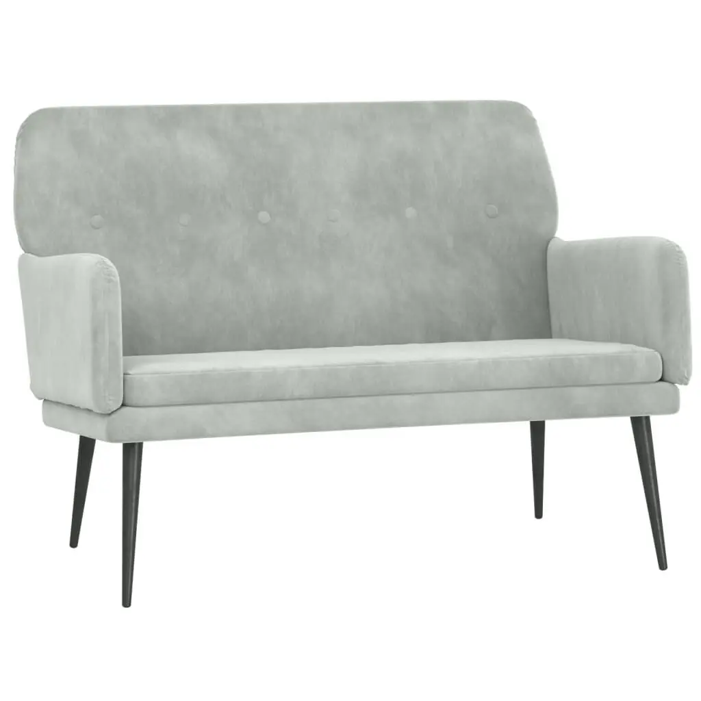 Light Gray Velvet Bench 42.5x31.1x31.1 Inches Contemporary Upholstered Seat