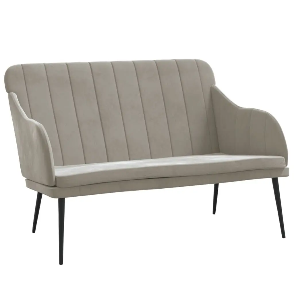 Light Gray Velvet Bench 43.3x29.9x31.5 Inches Modern Upholstered Seat