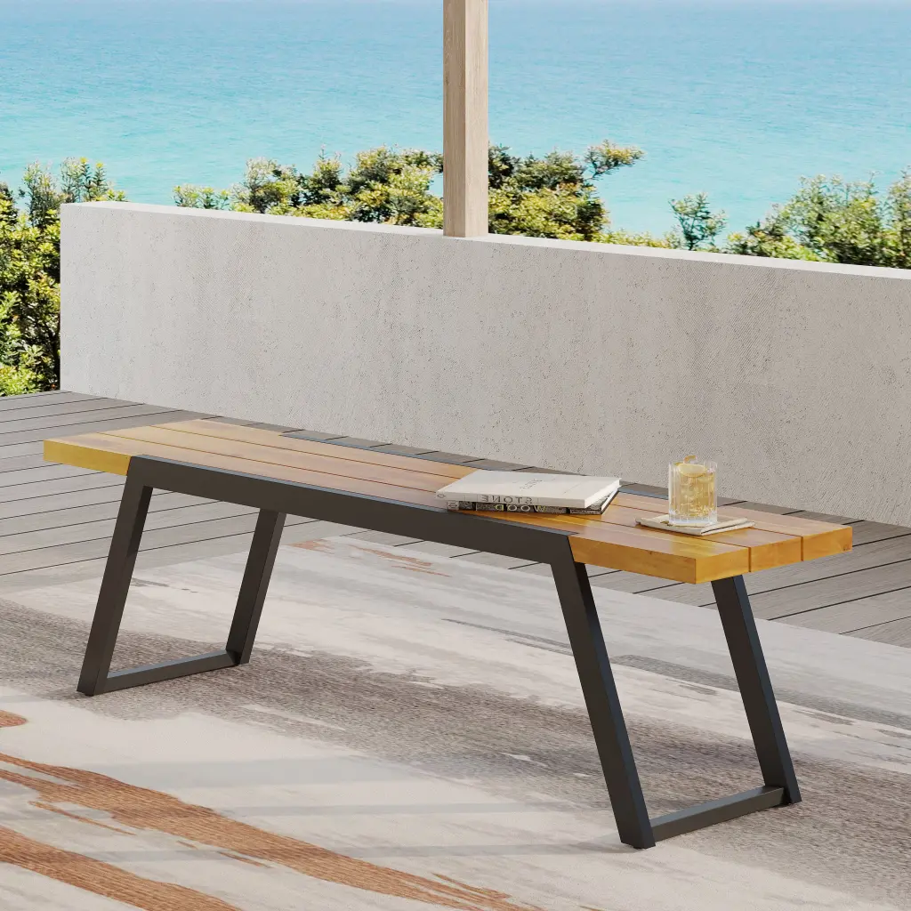 Gaylor MP1 Bench Black Acacia Timber Indoor or Outdoor Use nh-perfect home