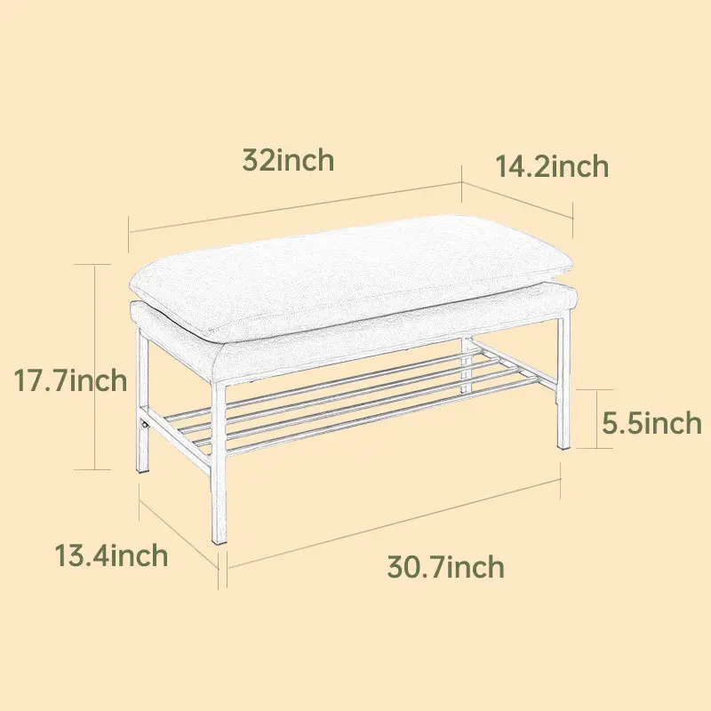 End Bed Bench Shelf Linen Upholstered Storage Shoe Bench Modern Design rnb