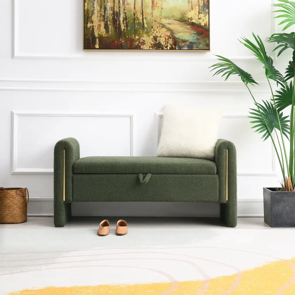 Modern Teddy Bed End Bench Arms and Storage Upholstered Large Footboard rnb