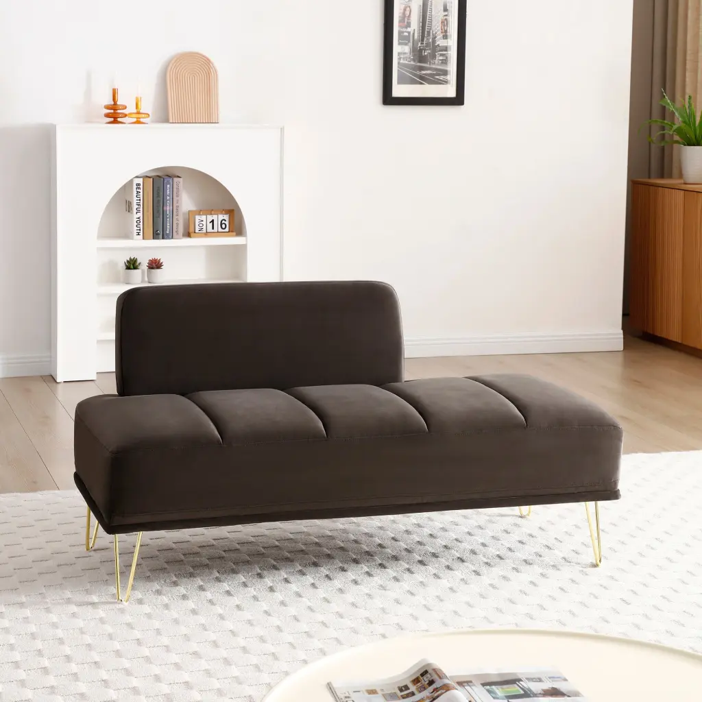 56.3 Inch Modern End Bed Bench Velvet Upholstered 2 Seater trusting furniture