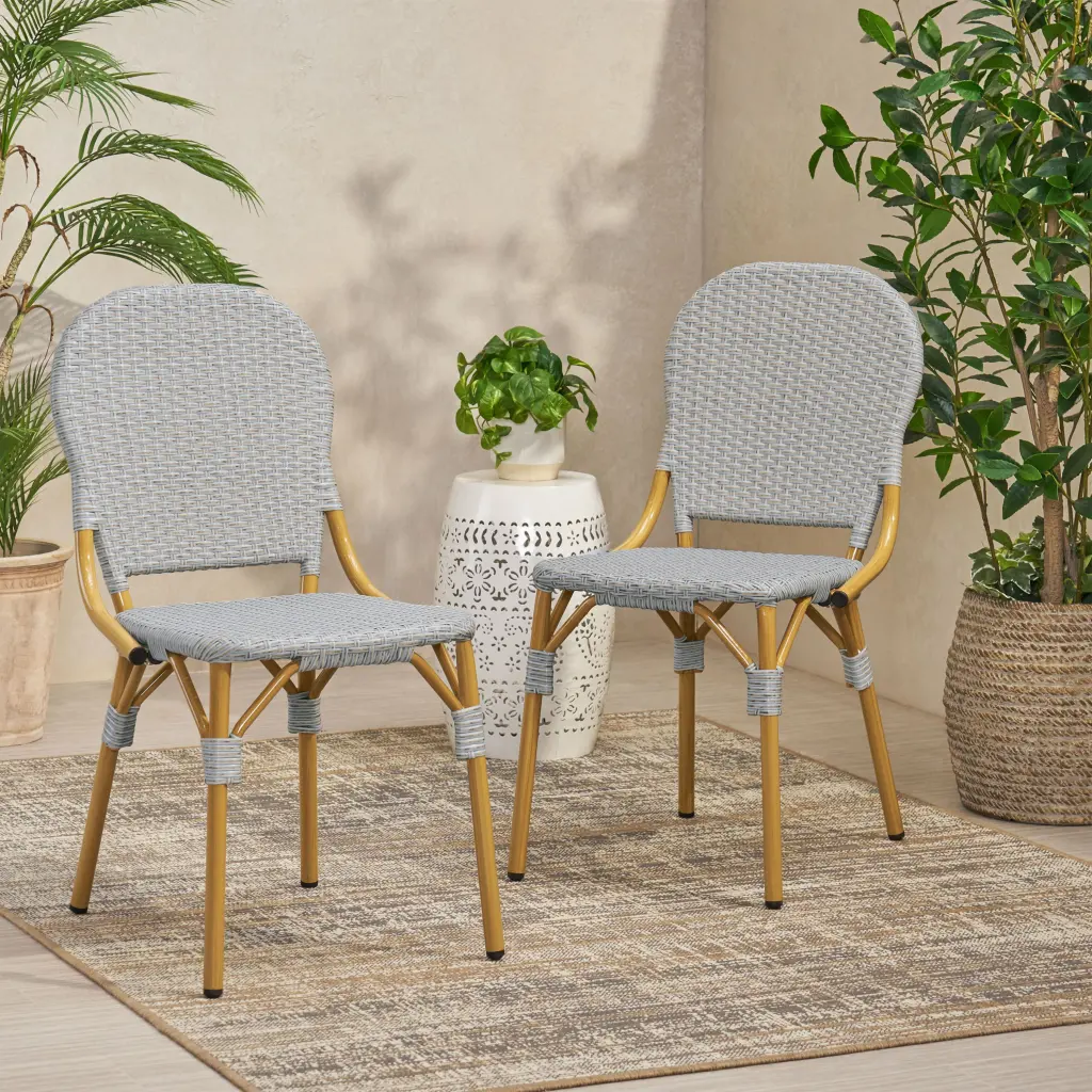 Arthur French Bistro Chair Natural & Light Brown Aluminium Dining Chair nh-bc furniturings