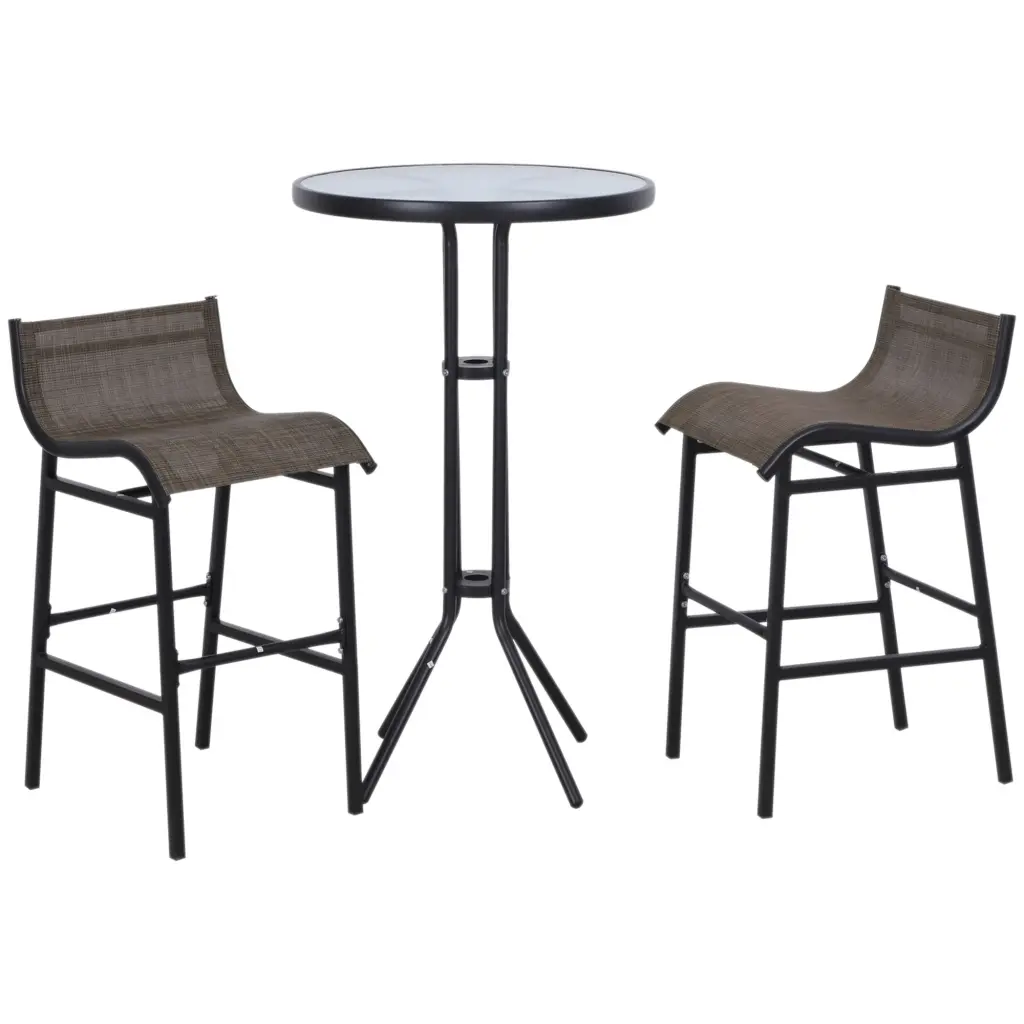 Outsunny 3 Piece Bar Height Outdoor Bistro Set Round Table aosom business