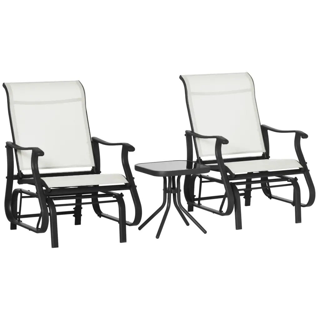 Outsunny 3 Piece Outdoor Glider Bistro Set Steel Frame And Tempered Glass aosom business