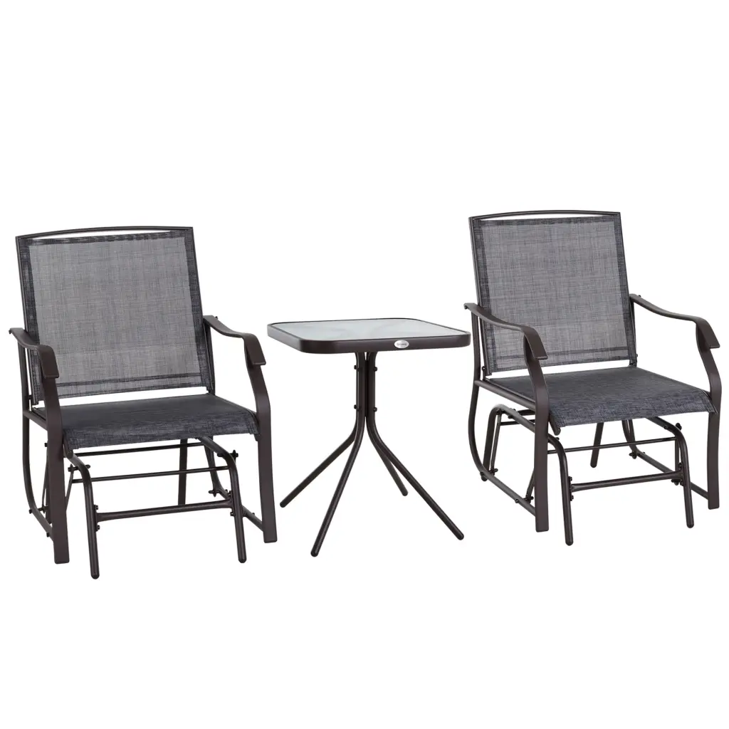Outsunny 3 Piece Outdoor Glider Chair Coffee Table Bistro Set aosom business