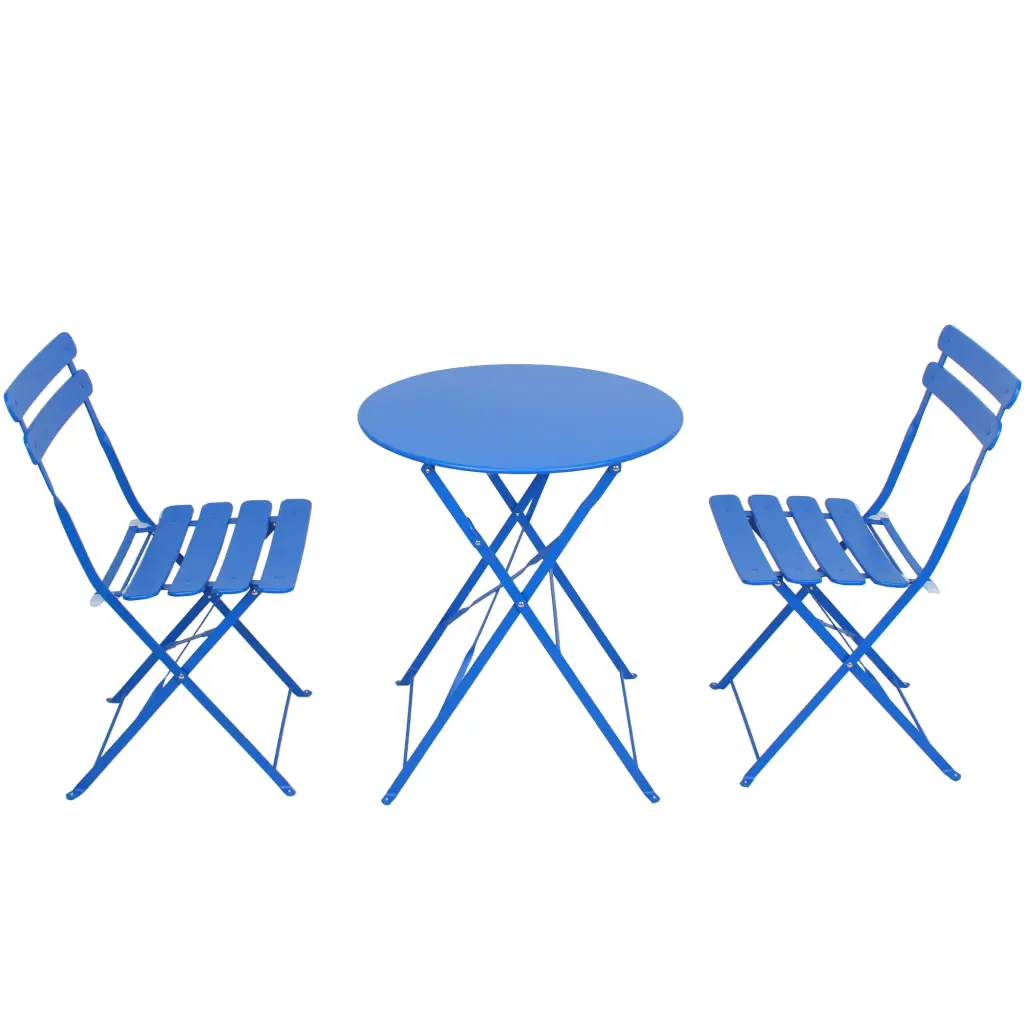 3 Piece Blue Metal Patio Bistro Set Balcony Or Garden ipro outdoor furniture