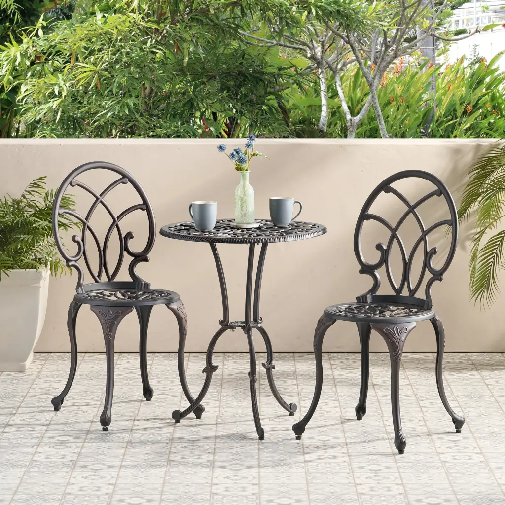 Charleston 3 Piece Cast Aluminum Bistro Set Outdoor Dining nh-gardenpara
