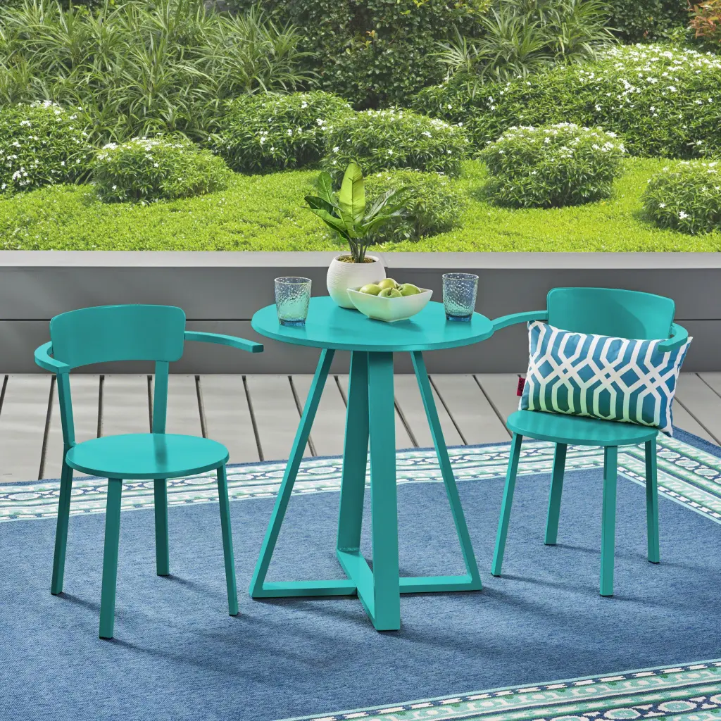 Haiti Bistro Set Teal Iron nh-gardenpara