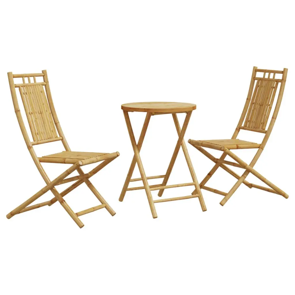 3 Piece Bamboo Bistro Set Compact Outdoor Dining and Relaxation