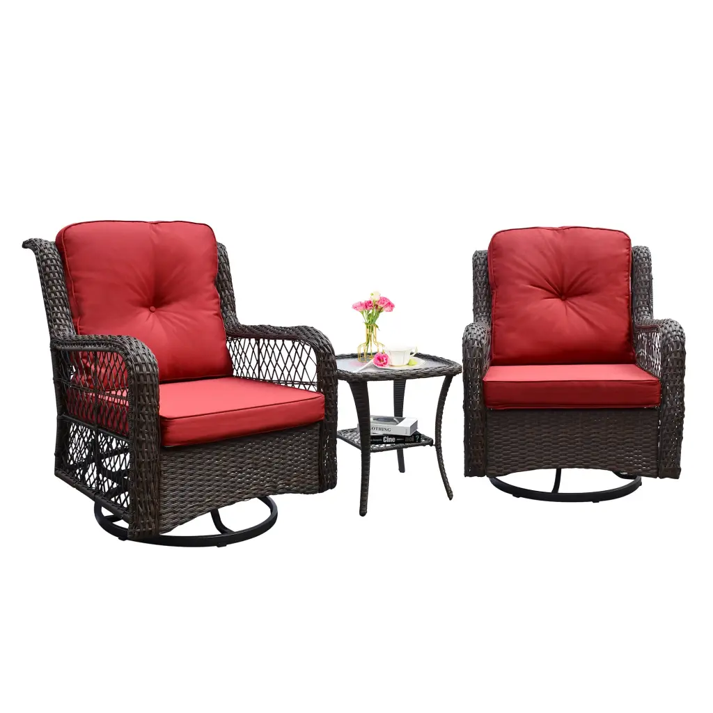 Outdoor Bistro Set 3 Pieces Resin Wicker Swivel Rocker Patio Furniture romantic furniture