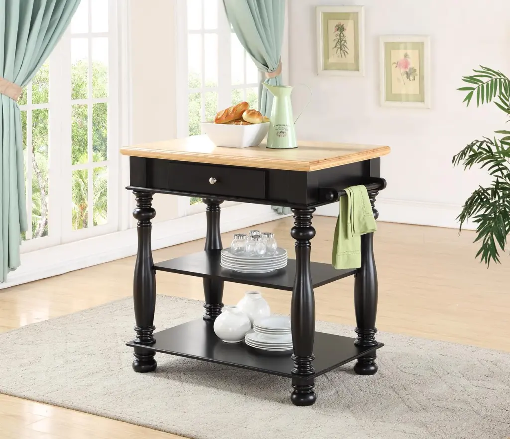 Black Kitchen Island Solid Timber MDF Construction ihomefurnishings
