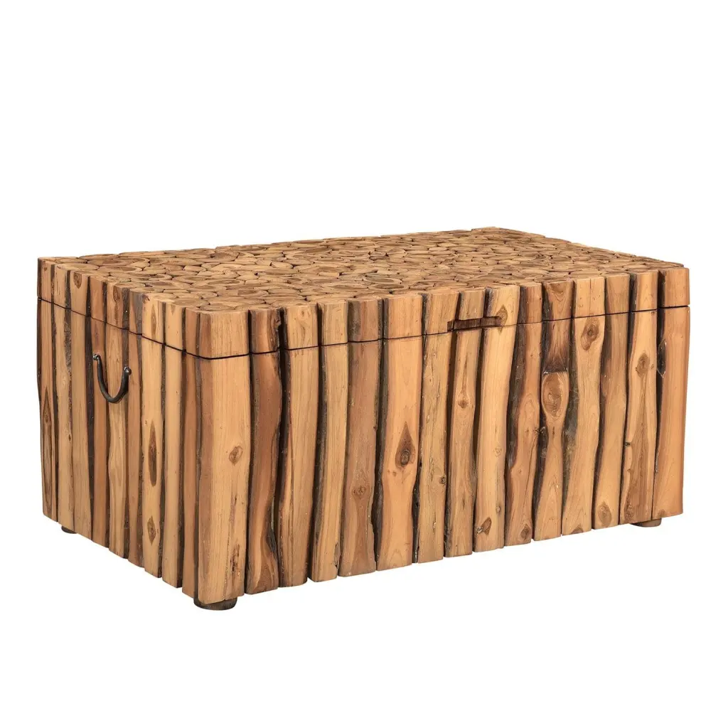 37 Long Solid Wood Hand Carved Two Tone Blanket Box Rustic Bed End Chest Ranch Style Trunk Far Pavilions